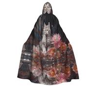 AKGFFDS Halloween adult hooded cape Kitten by the crystal Printing comfortable and soft with large brim suitable for dances parties and gatheringss