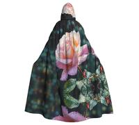 AKGFFDS Halloween adult hooded cape Morning dew on roses Printing comfortable and soft with large brim suitable for dances parties and gatheringss