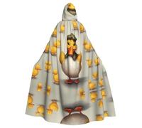 AKGFFDS Halloween adult hooded cape Mother Chicken with Hat Printing comfortable and soft with large brim suitable for dances parties and gatheringss