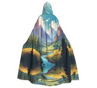 AKGFFDS Halloween adult hooded cape Mountains under white clouds Printing comfortable and soft with large brim suitable for dances parties and gatheringss