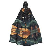 AKGFFDS Halloween adult hooded cape Praying under the starry sky Printing comfortable and soft with large brim suitable for dances parties and gatheringss