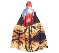 AKGFFDS Halloween adult hooded cape Red rose in the desert Printing comfortable and soft with large brim suitable for dances parties and gatheringss