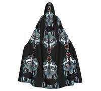 AKGFFDS Halloween adult hooded cape Retro style wolf head Printing comfortable and soft with large brim suitable for dances parties and gatheringss