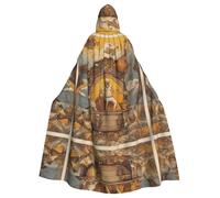 AKGFFDS Halloween adult hooded cape Ship Gang Leader Printing comfortable and soft with large brim suitable for dances parties and gatheringss