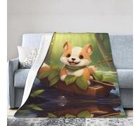 AKGFFDS Happy sitting dog Printing Super soft flannel blanket 40"x30" luxury air conditioning blanket, large household air conditioning rug