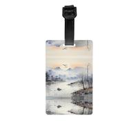 AKGFFDS Landscape Ink Painting Printing Luggage tag Type Luggage identifier Suitable for Both Men and Women, Printed with Multifunctional and Cute Tags