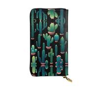 AKGFFDS Leather Long Clutch Wallet Cactus Community Printing Comfortable and Lightweight Zipper Closure for Storing Coins and Credit Cards.