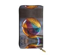 AKGFFDS Leather Long Clutch Wallet Colorful Crystal Balls Printing Comfortable and Lightweight Zipper Closure for Storing Coins and Credit Cards.