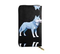 AKGFFDS Leather Long Clutch Wallet Data Breach Wolf Printing Comfortable and Lightweight Zipper Closure for Storing Coins and Credit Cards.