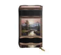 AKGFFDS Leather Long Clutch Wallet Distant Mountains and Rivers Printing Comfortable and Lightweight Zipper Closure for Storing Coins and Credit Cards.
