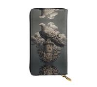 AKGFFDS Leather Long Clutch Wallet Eagle on The Tower Printing Comfortable and Lightweight Zipper Closure for Storing Coins and Credit Cards.