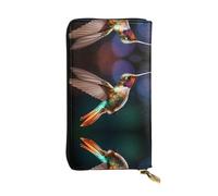 AKGFFDS Leather Long Clutch Wallet Hummingbirds in Flight Printing Comfortable and Lightweight Zipper Closure for Storing Coins and Credit Cards.