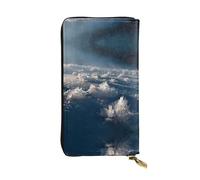 AKGFFDS Leather Long Clutch Wallet Ice Crystals on The snowfield Printing Comfortable and Lightweight Zipper Closure for Storing Coins and Credit Cards.