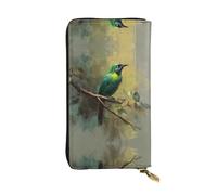 AKGFFDS Leather Long Clutch Wallet Kingfisher on The Branch Printing Comfortable and Lightweight Zipper Closure for Storing Coins and Credit Cards.