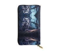 AKGFFDS Leather Long Clutch Wallet Late Night Owl Printing Comfortable and Lightweight Zipper Closure for Storing Coins and Credit Cards.