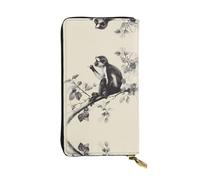 AKGFFDS Leather Long Clutch Wallet Monkey on a Branch Printing Comfortable and Lightweight Zipper Closure for Storing Coins and Credit Cards.