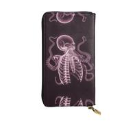 AKGFFDS Leather Long Clutch Wallet Octopus on a Skull Printing Comfortable and Lightweight Zipper Closure for Storing Coins and Credit Cards.