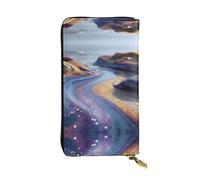 AKGFFDS Leather Long Clutch Wallet Shimmery Glitter Quicksand Printing Comfortable and Lightweight Zipper Closure for Storing Coins and Credit Cards.