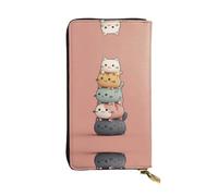 AKGFFDS Leather Long Clutch Wallet Stacked Cats Printing Comfortable and Lightweight Zipper Closure for Storing Coins and Credit Cards.