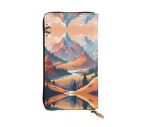 AKGFFDS Leather Long Clutch Wallet Sunset Peak Printing Comfortable and Lightweight Zipper Closure for Storing Coins and Credit Cards.