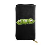 AKGFFDS Leather Long Clutch Wallet Three Cute peas Printing Comfortable and Lightweight Zipper Closure for Storing Coins and Credit Cards.