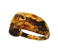 AKGFFDS Little bee in yellow flower Printing Elastic Exercise Headband Sports Head Tie for Men and Women, Soft, Quick-Dry