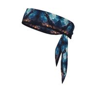 AKGFFDS Little dinosaur next to the moon Printing Sports Head Tie Headband for Men and Women, Soft & Breathable Moisture Wicking Athletic