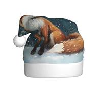 AKGFFDS Little fox under the snow Printing Christmas Hat for Adult material is soft and lightweight