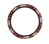 AKGFFDS Love Card Fancy Puppy Printing Steering Wheel Cover for Women and Men Durable, Non-Slip, Elastic, Easy to Install, for Sedans, SUVs, ATVs, Trucks