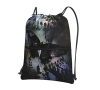 AKGFFDS Men's and women's Butterfly shadow in the valley Printing drawstring backpacks, sports and fitness outdoor bags, waterproof and durable
