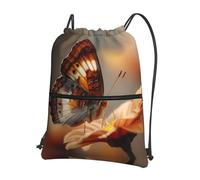 AKGFFDS Men's and women's Pattern on the back of a butterfly Printing drawstring backpacks, sports and fitness outdoor bags, waterproof and durable