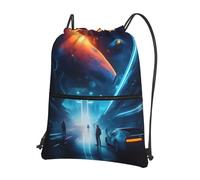 AKGFFDS Men's and women's Science Fiction Future Printing drawstring backpacks, sports and fitness outdoor bags, waterproof and durable