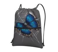 AKGFFDS Men's and women's Spider Web Butterfly Printing drawstring backpacks, sports and fitness outdoor bags, waterproof and durable