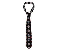 AKGFFDS Men's Necktie Day of the Dead Masks Printing Soft & Comfortable, Non-Deforming, Fade-Resistant, Durable with Excellent Verticality