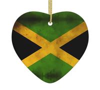 AKGFFDS Old Jamaican Flag Printing Christmas Ceramic Love Pendant with gold wire rope for easy hanging Decoration