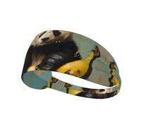 AKGFFDS Panda on a banana Printing Elastic Exercise Headband Sports Head Tie for Men and Women, Soft, Quick-Dry