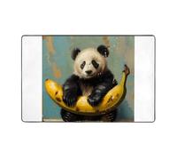 AKGFFDS Panda on a banana Printing Flannel Fabric Carpet 60x39in Floor Mat for Living Room, Office, Coffee Table, Bed, Balcony