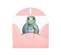 AKGFFDS Pink Holiday greeting check blank card and pearl beautiful blank note block Colorful little turtle Printing