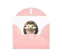 AKGFFDS Pink Holiday greeting check blank card and pearl beautiful blank note block Cute little hedgehog Printing