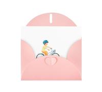 AKGFFDS Pink Holiday greeting check blank card and pearl beautiful blank note block Little boy learning to bike Printing