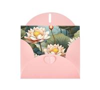 AKGFFDS Pink Holiday greeting check blank card and pearl beautiful blank note block Lotus in the pond Printing