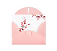 AKGFFDS Pink Holiday greeting check blank card and pearl beautiful blank note block Plum blossoms bloom in winter Printing