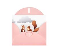 AKGFFDS Pink Holiday greeting check blank card and pearl beautiful blank note block Squirrels in the clouds Printing
