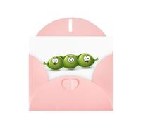 AKGFFDS Pink Holiday greeting check blank card and pearl beautiful blank note block Three cute peas Printing
