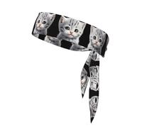 AKGFFDS Poor little gray cat Printing Sports Head Tie Headband for Men and Women, Soft & Breathable Moisture Wicking Athletic