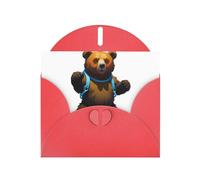 AKGFFDS Red Holiday greeting check blank card and pearl beautiful blank note block Carabiner Bear Printing