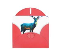 AKGFFDS Red Holiday greeting check blank card and pearl beautiful blank note block Celtic Style Deer Printing