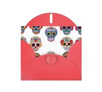 AKGFFDS Red Holiday greeting check blank card and pearl beautiful blank note block Day of the Dead Masks Printing