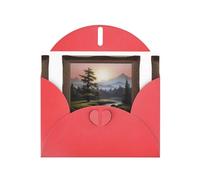 AKGFFDS Red Holiday greeting check blank card and pearl beautiful blank note block Distant mountains and rivers Printing