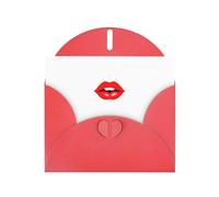 AKGFFDS Red Holiday greeting check blank card and pearl beautiful blank note block Kiss the lips Printing
